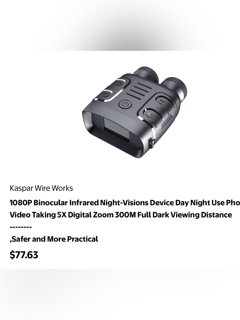 1080P Infrared Binoculars Night Vision Device - Gray